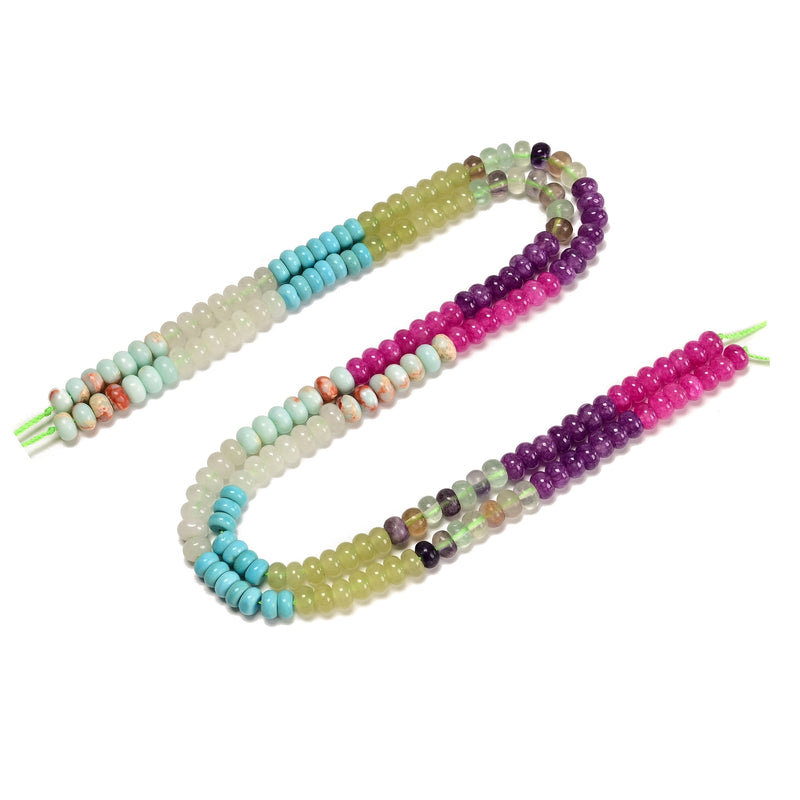 13 Gradient Multi-color Gemstone Smooth Rondelle Beads Size 4x6mm 15.5" Strand