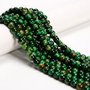 Yellow Green Tiger Eye Smooth Round Beads Size 4mm 6mm 8mm 10mm 15.5'' Strand