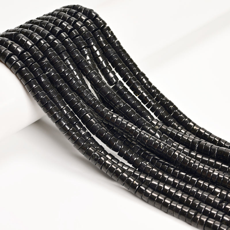 Natural Shungite Heishi Discs Beads Size 3x6mm 3x8mm 15.5" Strand