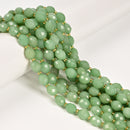 Green Aventurine Color Dyed Jade Faceted Rice Beads Size 8x10mm 15.5'' Strand