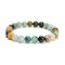 Natural Multi-Color Jade Smooth Round Beaded Bracelet 8mm 7.5'' Length 3 PCS/Set