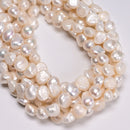 White Fresh Water Pearl Center Drill Nugget Beads Size 12-13mm 14.5" Strand