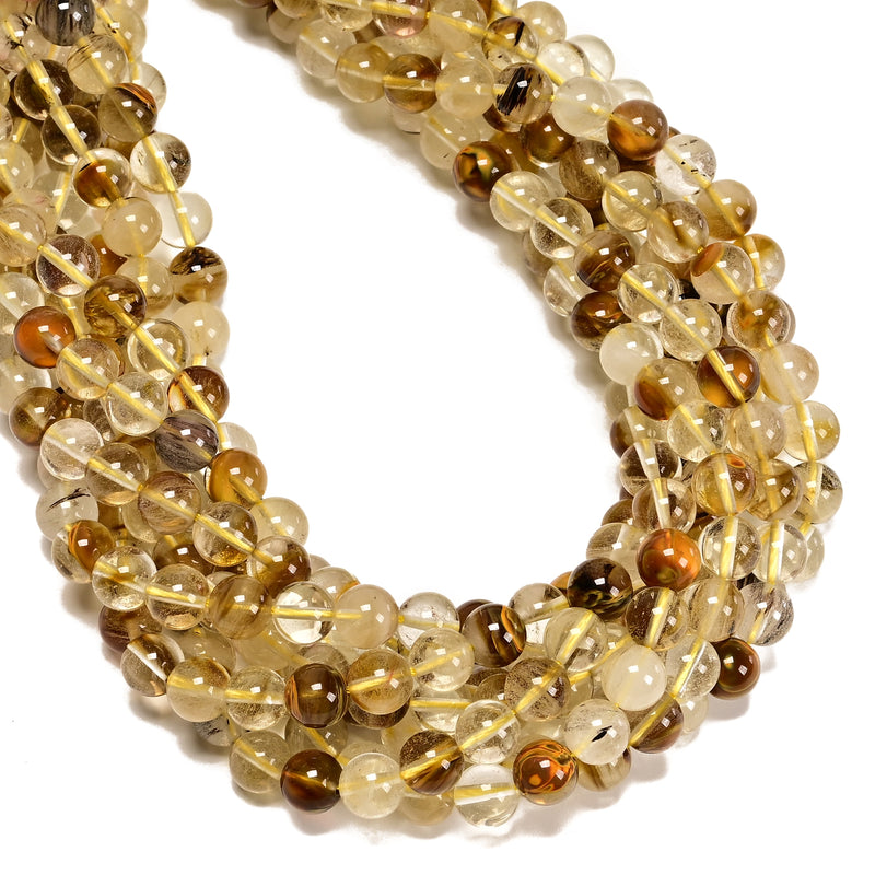 Fire Quartz Smooth Round Beads Size 6mm 8mm 15.5" Strand