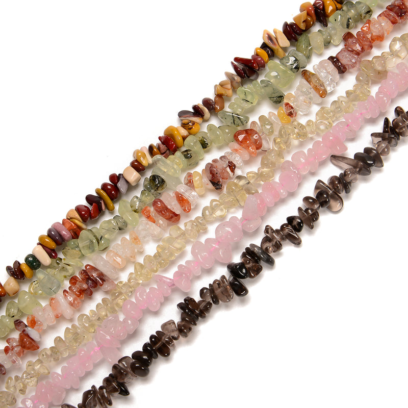 Mixed Gemstones Chips Size 6-8mm Beaded Necklace 16"-17.5" Length Adjustable