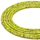 Bright Green Sea Sediment Jasper Heishi Discs Beads 2x4mm 3x6mm 15.5" Strand