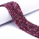 Natural Red Tourmaline Faceted Rondelle Beads Size 3x4mm 15.5'' Strand