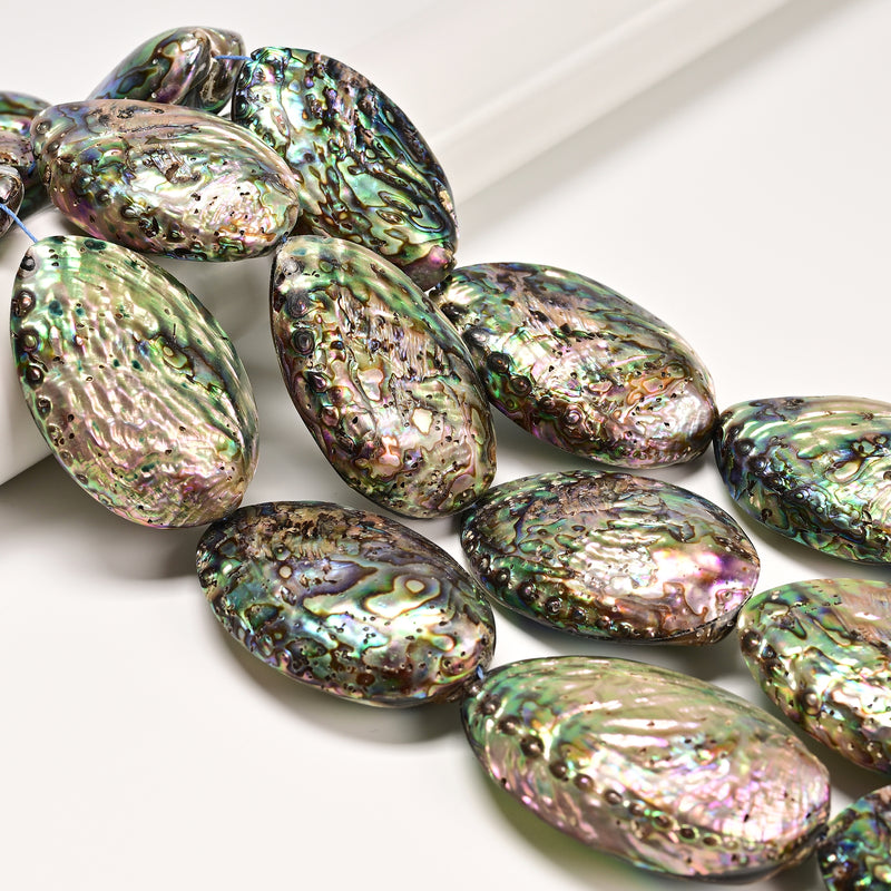 Natural Abalone Puffy Oval Nugget Shape Beads Size 40x60mm 14'' Strand