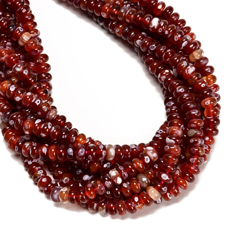 Red Dream Fire Agate Smooth Rondelle Beads Size 5x8mm 15.5'' Strand