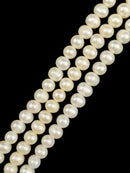 White Fresh Water Pearl Off Round Potato Shape Size 7-8mm 14" Strand