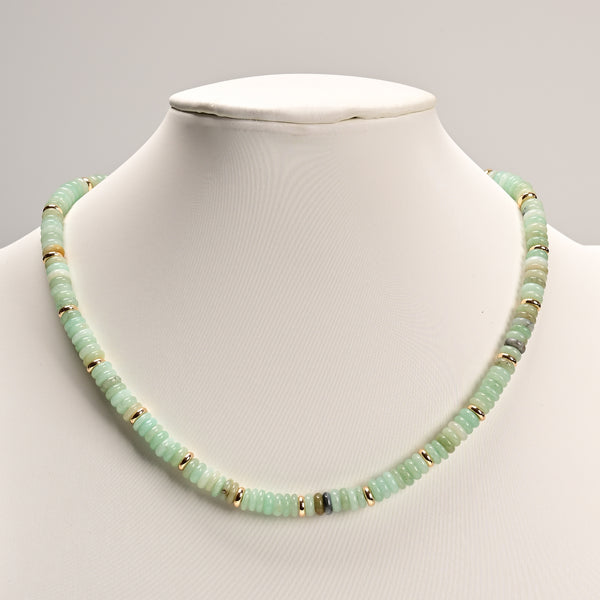 Amazonite Rondelle Size 2x6mm Beaded Necklace 17''-18.5" Length Adjustable