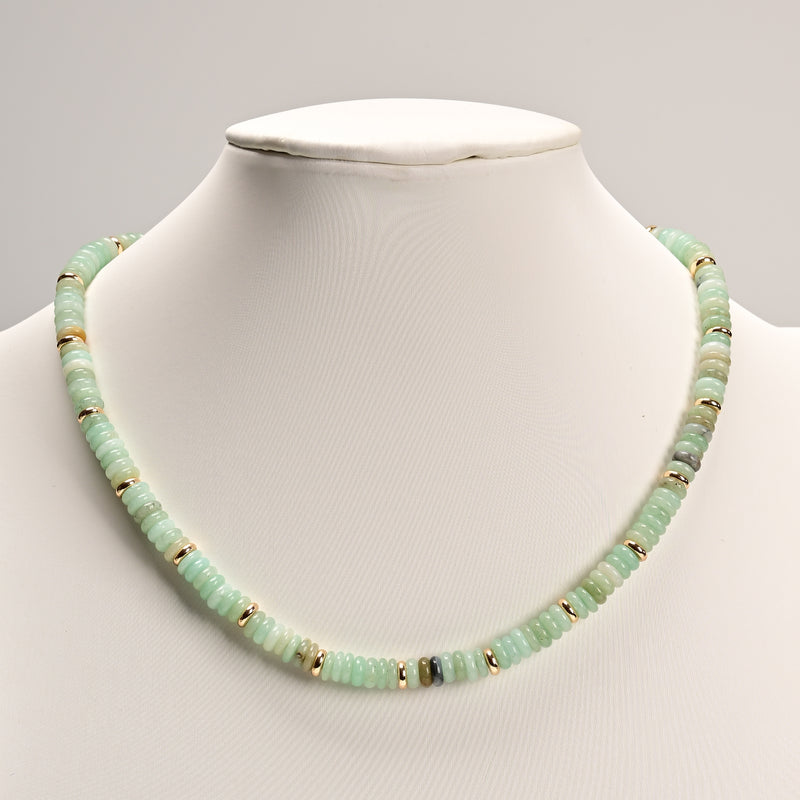 Amazonite Rondelle Size 2x6mm Beaded Necklace 17''-18.5" Length Adjustable