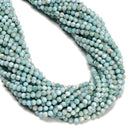 High Grade Natural Larimar Faceted Round Beads Size 4mm 15.5'' Strand