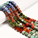 07 Gradient Multi-color Gemstone Smooth Cube Shape Beads Size 8-9mm 15.5" Strand