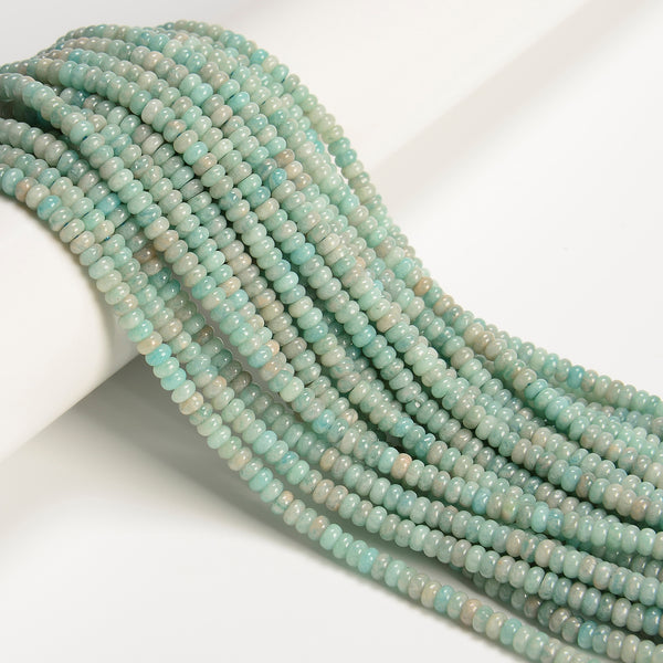 Natural Green Amazonite Smooth Rondelle Beads Size 2x4mm 15'' Strand