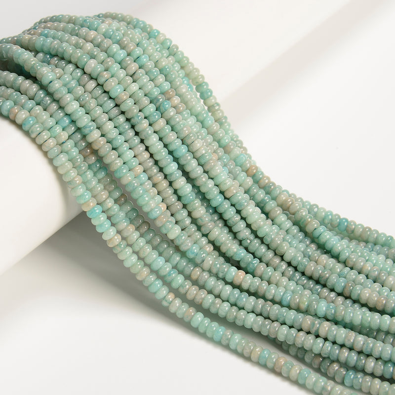 Natural Green Amazonite Smooth Rondelle Beads Size 2x4mm 15'' Strand