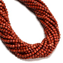 Natural Red Jasper Faceted Cube Beads Size 4mm 15.5" Strand
