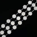 Iridescent White Mother of Pearl MOP Shell Carved Daisy Flower Beads Size 11mm