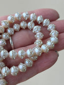 Fresh Water Pearl with Rhinestone Stripe Beads Size 10-11mm 15.5" Strand