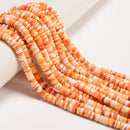 Natural Light Orange Spiny Oyster Smooth Rondelle Beads Size 3x6mm 16" Strand