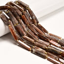 Natural Black Moonstone Faceted Rectangle Irregular Tube Beads 6-7x18-30mm 15.5"