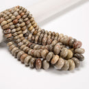 Natural Fossil Coral Graduated Smooth Rondelle Beads 5x8-10x18mm 15.5'' Strand