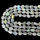 Natural Labradorite Irregular Flat Nugget Chunk Size 9x12mm 15.5" Strand