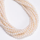 White Fresh Water Pearl Off Round Beads Size 3.5-4mm 4-4.5mm 5-5.5mm 15.5'' Strd
