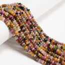 Natural Watermelon Tourmaline Faceted Rondelle Beads Size 4x6mm 15.5'' Strand