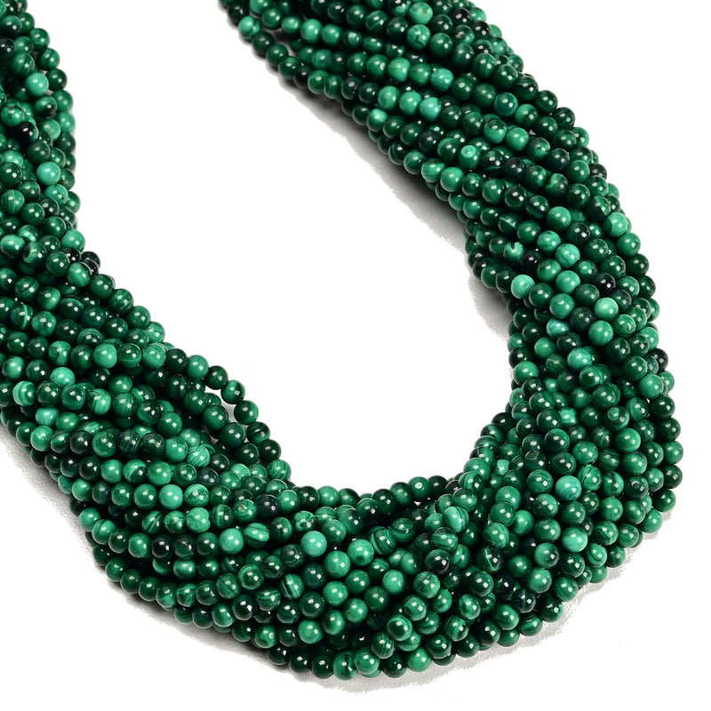 Natural Malachite Smooth Round Beads Size 2mm 3mm 15.5" Strand