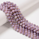 Natural Light Lepidolite Faceted Rondelle Beads Size 6x8mm 15.5'' Strand