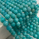 Natural Blue Green Amazonite Smooth Round Beads Size 8mm 10mm 15.5' Strand