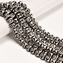 Black & White Evil Eye Tibetan Agate Smooth Round Beads Size 10mm 15.5" Strand