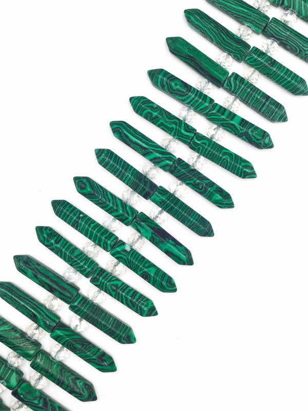 Synthetic Malachite Top Drilled Faceted Point Size 8x32mm 15.5" Strand