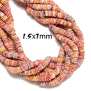 Multi-color Pectin Shell Wavy Heishi Disc Beads Size 1.5x6mm 1.5x7mm 24" Strand