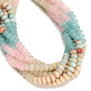 11-Multi-color Gemstone Smooth Rondelle Beads Size 5x8mm 15.5" Strand