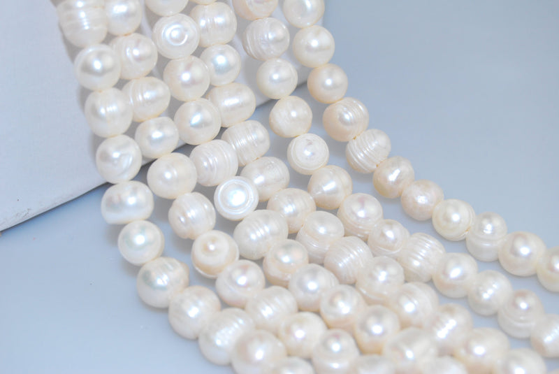 2.0mm Large Hole Fresh Water Pearl Potato Shape Beads 8mm 10mm 12mm 13mm 13" Strand