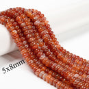 Burnt Orange Fire Agate Smooth Rondelle Beads Size 4x6mm 5x8mm 15.5'' Strand