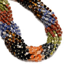 16 Multi-color Gemstone Smooth Cube Shape Beads Size 4mm 15" Strand