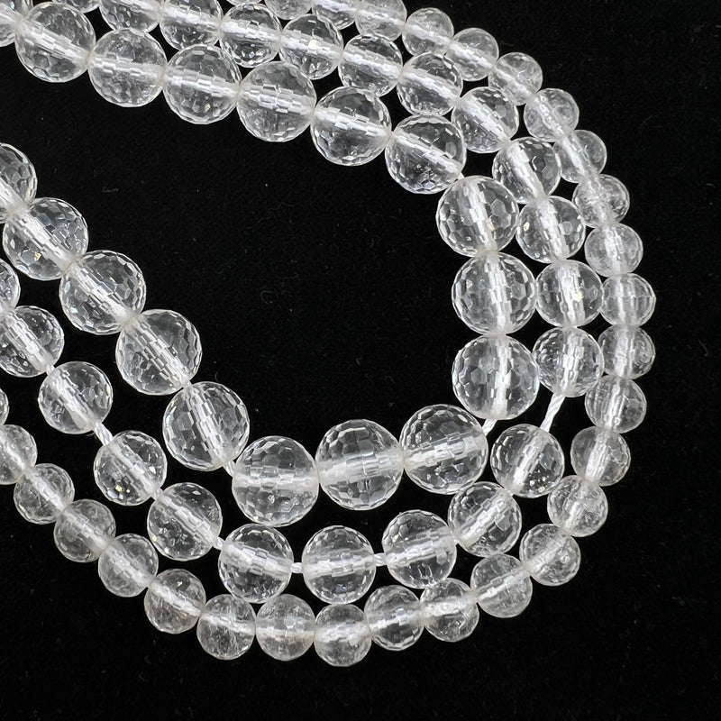 2.0mm Large Hole Clear Quartz Faceted Round Beads Size 8mm 10mm 12mm 15.5'' Strd