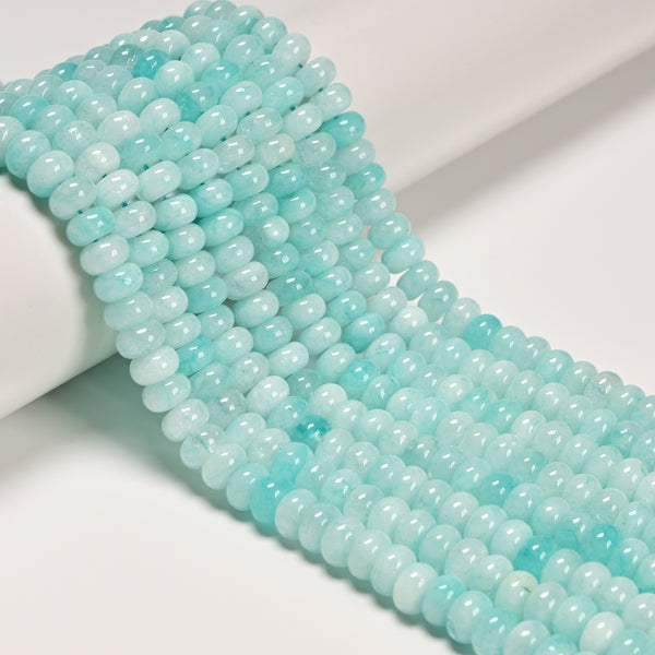 Light Amazonite Color Dyed Jade Smooth Rondelle Beads Size 5x8mm 15.5" Strand