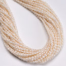 Natural White Fresh Water Pearl Rice Shape Beads Size 3-3.5x4-5mm 15.5'' Strand