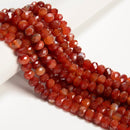 Red Stripe Agate Faceted Rondelle Beads Size 7x10mm 15.5'' Strand
