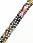 Natural Gradient Tourmaline Smooth Round Beads Size 6mm 8mm 15.5" Strand