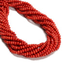 Red Bamboo Coral Smooth Rondelle Beads Size 3x4mm 15.5'' Strand