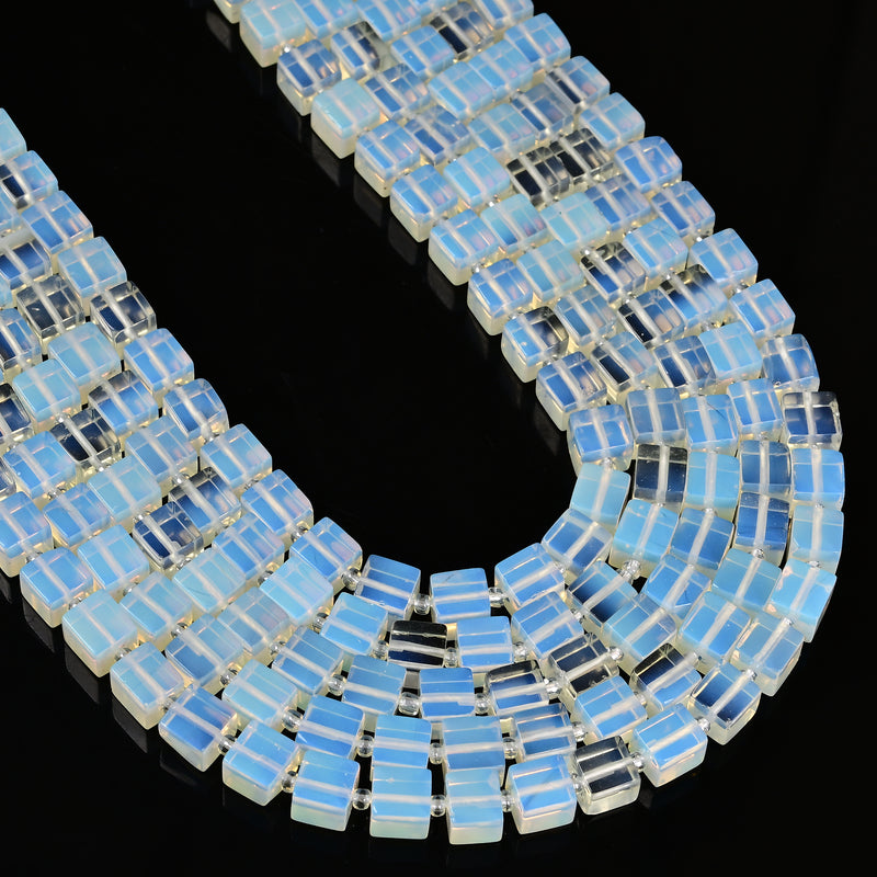 Opalite Smooth Cube Beads Size 8-9mm 15.5'' Strand