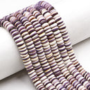 Natural Purple Wampum Quahog Shell Rondelle Discs Beads Size 3x8mm 15.5" Strand