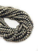 Natural Pyrite Faceted Rondelle Beads Size 3x4mm 15.5'' Strand