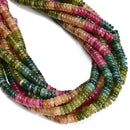 Multi-color Tourmaline Color Dyed Jade Smooth Rondelle Beads 2x6mm 15.5'' Strand