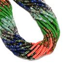 10 Multi-color Gemstone Smooth Rondelle Beads Size 2x4mm 15.5" Strand