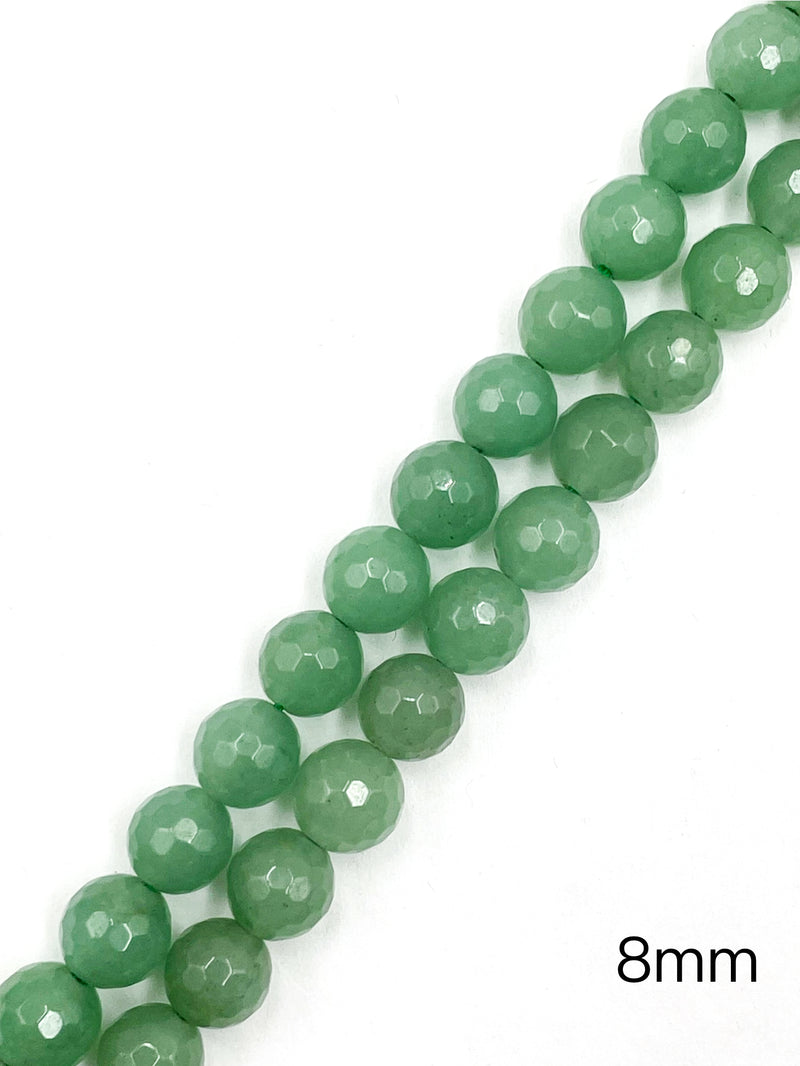 Natural Green Aventurine Faceted Round Beads Size 6mm to 20mm 15.5'' Strand